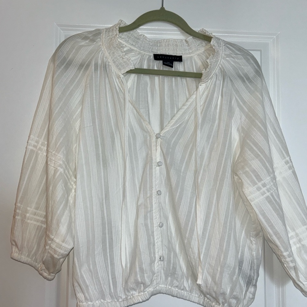 White Button Down Sanctuary Blouse